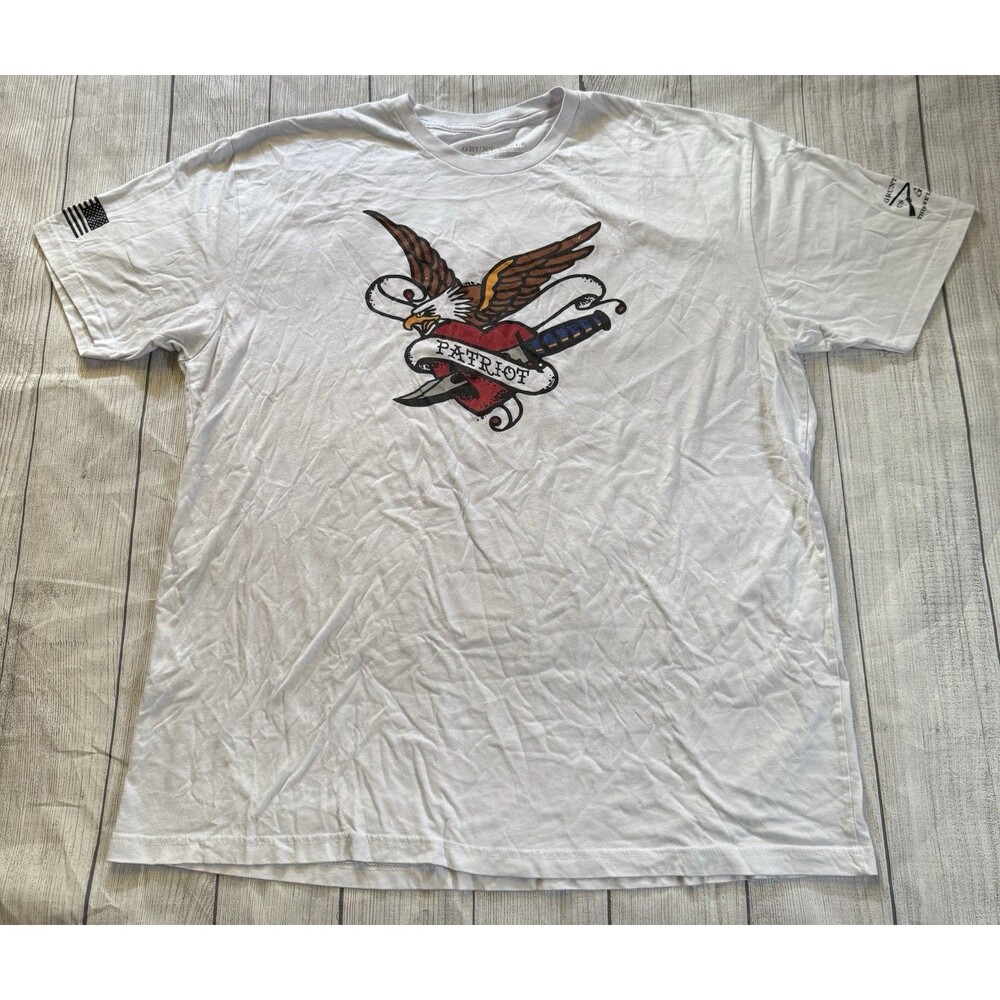 Grunt Style Patriot Eagle Tattoo Style Graphic T Shirt White Size 3XL XXXL Rare